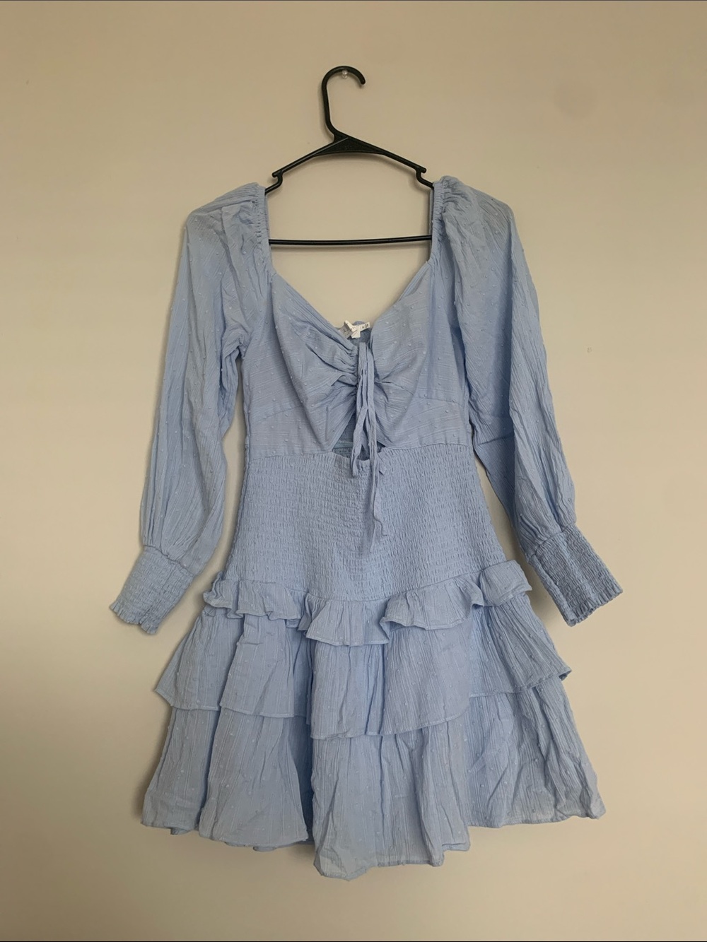 Astr Periwinkle Blue Tiered Ruffle Mini Dress